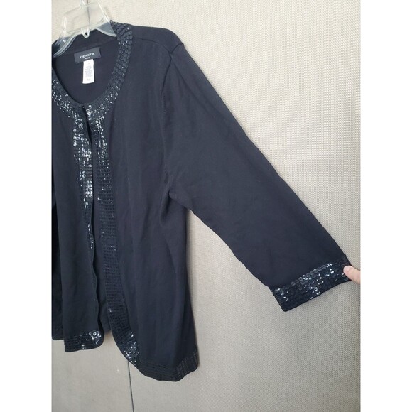 Jones New York Woman Black Sequined Cardigan Sweater with Shell Size 2X - Picture 3 of 12